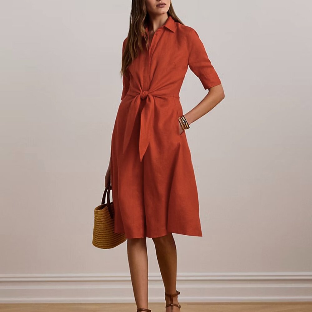 Ralph Lauren Tie Front Shirt Dress